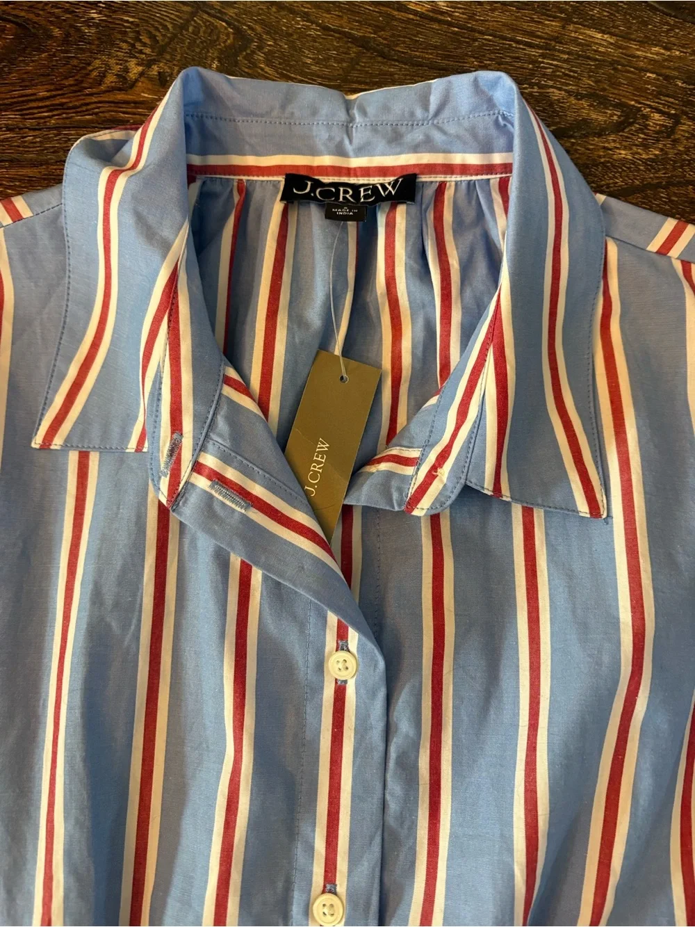 J.Crew Sleeveless Shirtdress Womens 8 Blue Red Striped NWT CW436 Drawstring